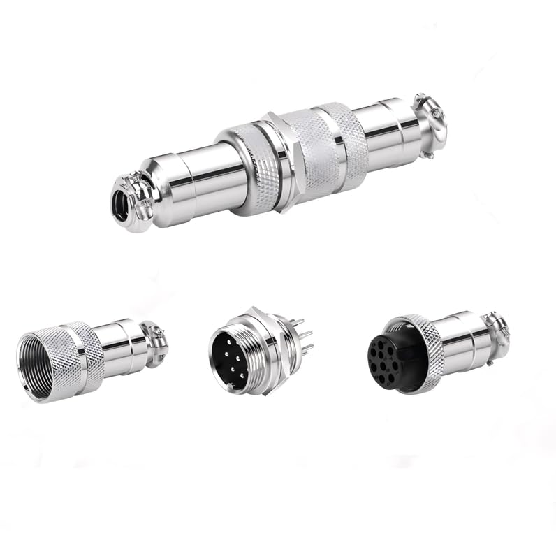 CHALITECK 5Set GX16 9pin Male+Female Combination Aviation Plug Socket Connector,Panel Mounted Metal Circular Adapter Connector 4A/125V,16mm,Welded,for Electrical and Electronic Connections - Image 1
